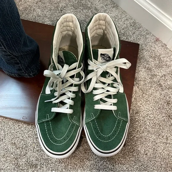 VANS Sk8-Hi Green/White Classic High Top Skate Sneakers Men Size 8/Women 9.5 - Picture 5 of 10